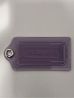 Coach Purple Hard Plastic Clear Coach Poppy Tag with Metal Eyelet